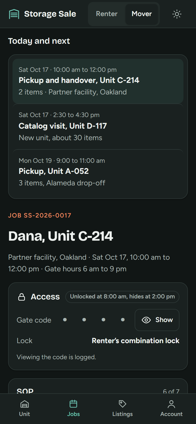 Job SS-2026-0017 screen